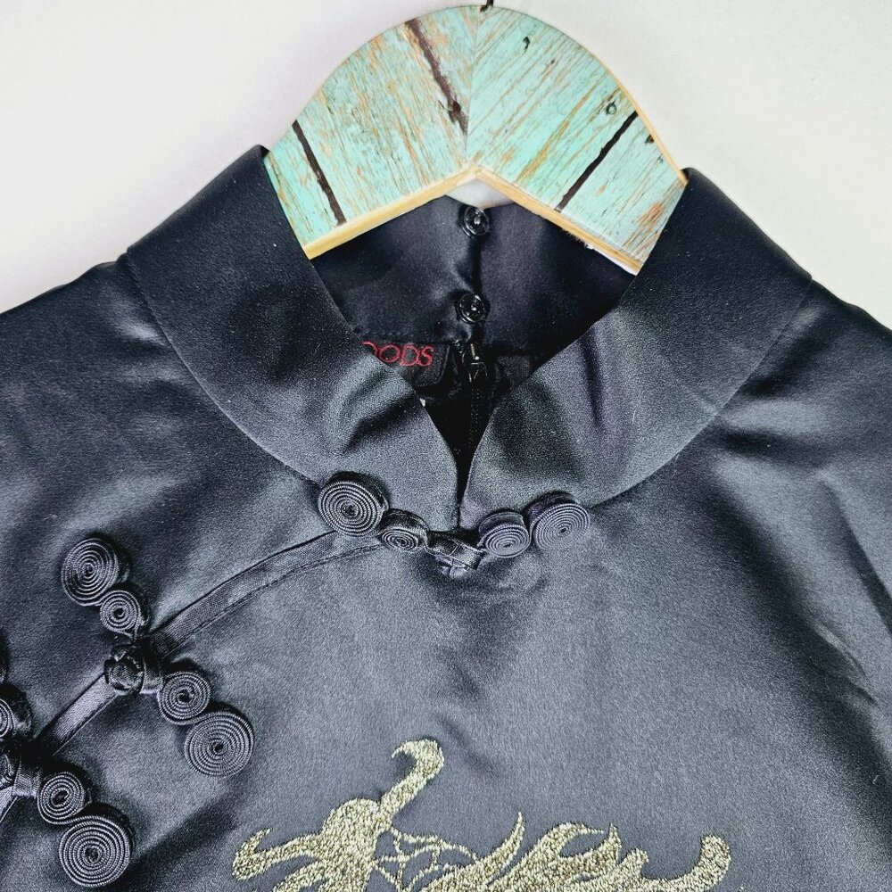 Vintage Y2K Ancient Moods Chinese Cheongsam Qipao Gold Dragon Embroidery Dress - Picture 4 of 8